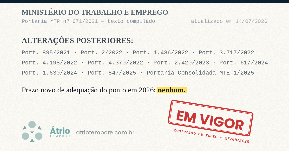 Portaria 671 em 2026: o guia sem prazo inventado (porque não existe nenhum)