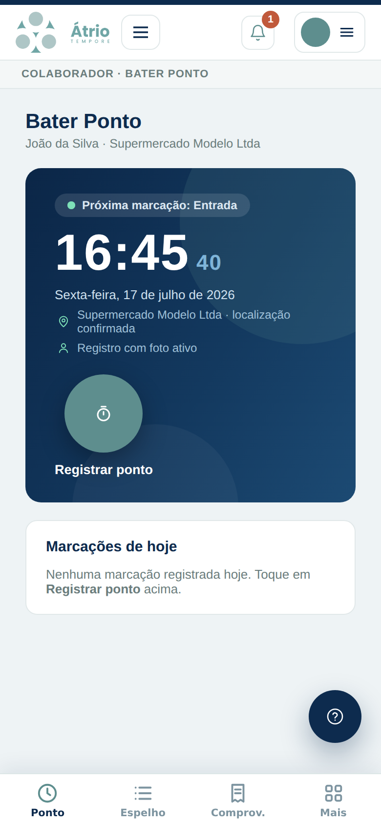App de ponto no celular